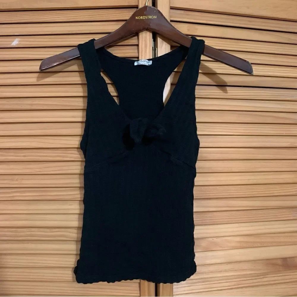 Free People Black Ribbed Tank Top Size small